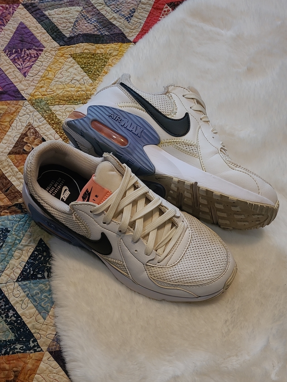 Nike White Mesh Sneaker with Black Swoosh Detail